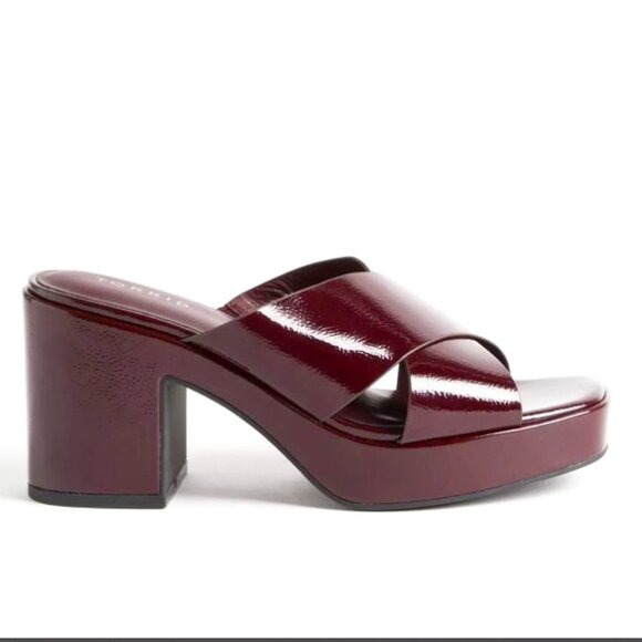 TORRID Burgundy Cross Band Heeled Sandal Size 9WW - Picture 1 of 11